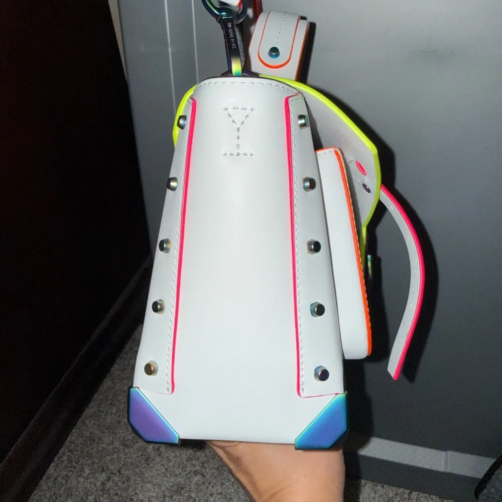 Michael Kors White Crossbody Handbag with Neon Accents - Picture 6 of 9